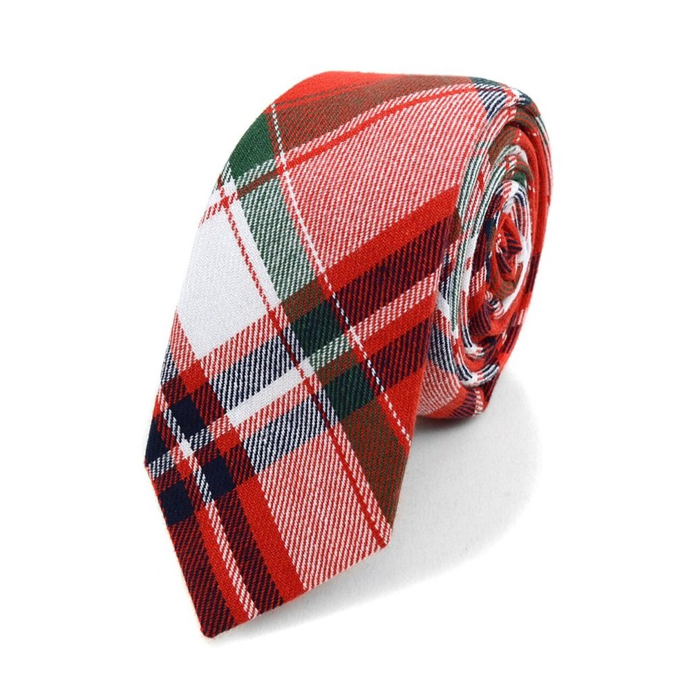 Men's Plaid Flannel 2.25" Cotton Slim Neck Tie
